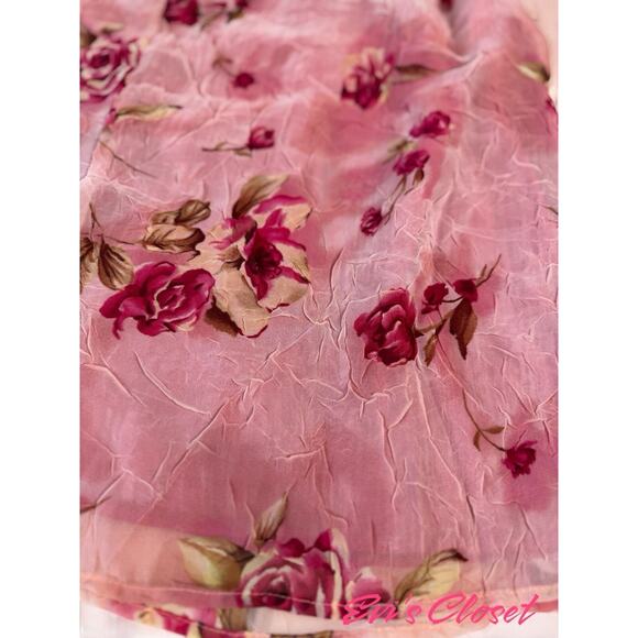 August Max Woman Pink Floral Rose Boho Cottage Core Top Sleeveless Sz 20 - Picture 4 of 10